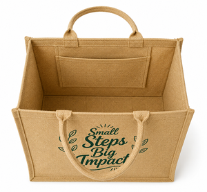 Small Steps Big Impact Jute Shopping <b>Bag</b> <b>Large</b> Eco-Friendly Promotional Tote Fashion Style - Product Image 5