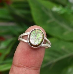 Anillo de Plata de Ley 925 con Gema de Ammolita, Hecho a Mano, Multicolor, Joyería Fina, Regalo para Mujer - Product Image 4