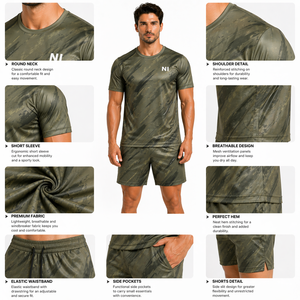 Conjunto Deportivo de Secado Rápido para Hombre, Ropa para Correr, Fitness y Gimnasio, Logotipo Personalizado Disponible, Suministro al por Mayor, Fabricante OEM - Product Image 1