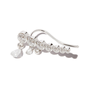 Boucles d'oreilles à clip en argent 925 de luxe avec diamant taillé ovale en forme de goutte d'eau pour femmes, bijoux de mariage - Product Image 1