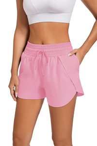 Shorts de sport d'été taille mi-haute pour femme en polyester avec cordon de serrage, élastiques, respirants, anti-transpiration, motif tendance, poches, style sportif - En promotion - Product Image 5