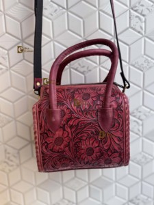New Trending Hand Tooled Carving Leather Speedy Handbag Gypsy <b>Boho</b> Shoulder Handmade Western Pink Colour Stylish Multi Uses <b>Bag</b> - Product Image 5