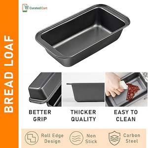 Ensemble de pâtisserie en acier carbone pour micro-ondes, four OTG et lave-vaisselle (6 moules à cupcakes + moule rectangulaire + moule) - Product Image 2