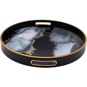 Plateau rond en bois Meena fait main, design Meenakari, durable, classique, plateau de mariage - H a CRAFT Modèle HAC-1215 - Product Image 3