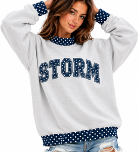 Sudadera Oversize Personalizada para Mujer con Cuello Alto, Diseño a Cuadros, Apliques de Letras, 100% Algodón, Informal, para Otoño - Product Image 3