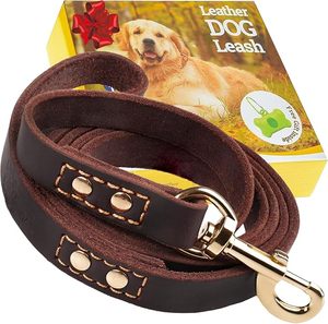 Leather Eco-Friendly Dog Leash <b>Black</b> Lace Padded Rivet Luxury Style for Dogs - Product Image 2