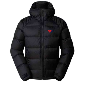 <b>Men's</b> Black Down Puffer <b>Jacket</b> Hooded Zip-Up Winter Coat Thick Outdoor Custom Logo Front High Quality Travel Hiking & <b>Cycling</b> - Product Image 1