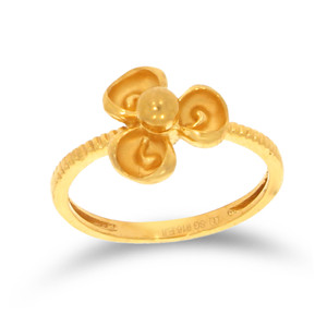Élégante bague en or massif 18 carats à trois pétales de fleurs, design floral fait main, bijoux fins pour femmes, cadeau d'anniversaire - Product Image 1