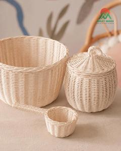 Ensemble de jouets de cuisine en rotin Nhat Minh pour enfants, outils de pâtisserie faits à la main avec bol, tasses à mesurer, cuillère, fouet, unisexe, 2-4 ans - Product Image 3