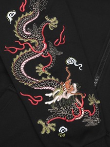 Sudadera con Capucha Negra para Hombre, Bordado de Dragón Chino, Corte Holgado, Manga Regular, Tejido de Algodón, Estilo Otoñal - Product Image 5