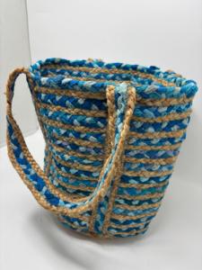 Handmade Recycled Sari and Jute Durable Waterproof Tote Bag Eco Friendly Shopping Beach Everyday Carry Wholesale - Product Image 3