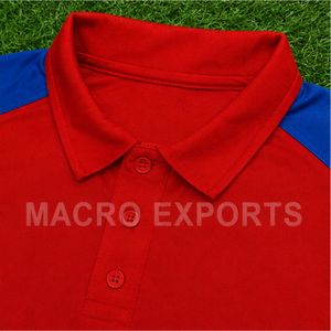 เสื้อเจอร์ซีย์ลำลองสีแดงและสีน้ำเงินสำหรับผู้ชาย แขนสั้น สไตล์สปอร์ต แห้งเร็ว ผ้าถักป้องกันการเป็นขุย - Product Image 4