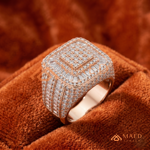 แหวนทรงสี่เหลี่ยมประดับเพชรแบบเรียงชั้นสีโรสโกลด์ |   เหรียญหินทรงบาแกตต์และทรงกลมที่มีเอกลักษณ์เฉพาะตัว |   วงฮิปฮอปชุบทองคำสีกุหลาบ 18K - Product Image 4