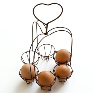 Handmade Metal <b>Wire</b> Egg Holder With Heart Handle Vintage Farmhouse Egg <b>Storage</b> <b>Rack</b> For Fresh Hen Eggs Decorative Organizer - Product Image 6