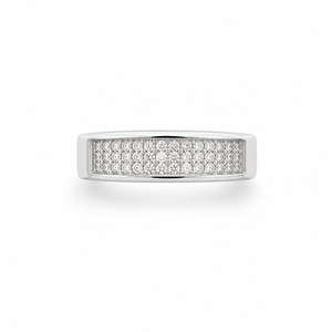 925 Sterling <b>Silver</b> <b>Mens</b> Diamond Pave <b>Ring</b> Wedding Band High Polish Finish Minimalist Luxury Style Daily Wear Gift for Him - Product Image 1