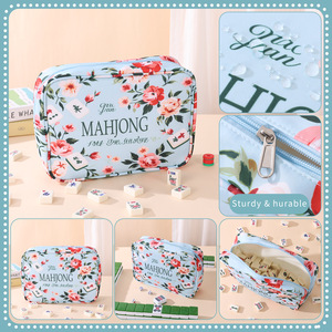 Sac de rangement de luxe grande capacité en polyester à imprimé floral moderne pour tuiles de mahjong, sac de <span class=keywords><strong>voyage</strong></span> personnalisé pour articles de toilette et maquillage, sac à main - Product Image 2