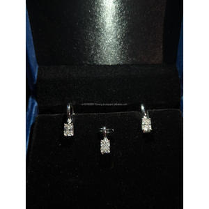 Classic Moissanite Diamond in 925 Sterling <b>Silver</b> Bridal Jewelry <b>Set</b> Princess Cut Pendant and Elegant <b>Earrings</b> By Trisha Jewels - Product Image 1