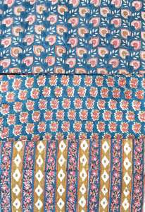 Tissu 100% Coton Indien Imprimé à la Main au Bloc, 60 fils, Poids Moyen, Écologique, 5 Yards en Continu pour Chemises et Housses - Product Image 6