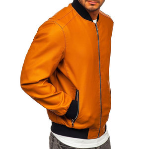 Bomber <b>Leather</b> <b>Jackets</b> Casual Stand Collar Zip-Up <b>Long</b> Sleeve Winter Fashion Cow Skin <b>Leather</b> Mens Waterproof Windproof - Product Image 6