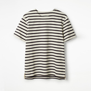 Men’s <b>Black</b> and <b>White</b> <b>Striped</b> T-<b>Shirt</b>, Short Sleeve Horizontal Stripe Casual Crew Neck Tee, Navy Stripe Summer Top - Product Image 3