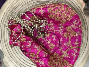 Classic Fashion Embroidery Mirror Work Ethnic Indian Embroidered Latest Design Women <b>Wedding</b> Party Gift <b>Handbag</b> Coin Potli Bags - Product Image 3