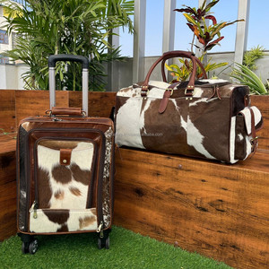 ชุดกระเป๋าเดินทางทรงดัฟเฟิลกระเป๋าเดินทางความจุขนาดใหญ่ทำจากหนังวัวแท้สำหรับทุกเพศ - Product Image 4