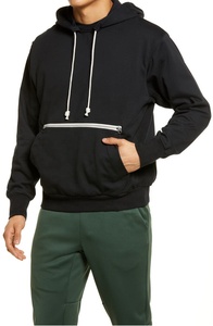 Sweat à capuche de sport professionnel pour hommes mode Streetwear personnalisée avec impression numérique de poche à glissière avant de couleur unie pour le printemps - Product Image 4