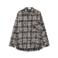 Kemeja Pria Ukuran Besar Model Vintage Plaid Distressed Bahan Katun, Harga Terjangkau, Dapat Dipesan Sesuai Keinginan