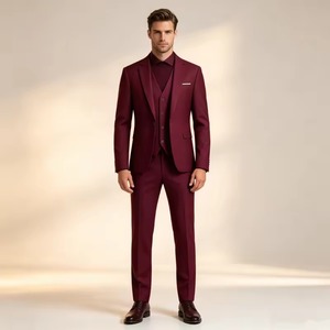 Custom Quality Slim-Fit Single Breasted <b>Blazer</b> <b>Set</b> 2 Pieces 100% Polyester Single Buckle Fashion Wedding Groom Men's Formal Suit - Product Image 6