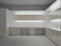 Conjunto de Muebles para Consultorio Dental con Lavabo, Almacenamiento en la Pared y Banco de Trabajo para Computadora