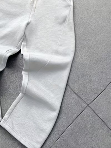 Men's Solid Color Long Sleeve Hooded Sweatshirt & Sweatpants Set 2pcs Light Gray Casual Loose Fit 100% Cotton Quick Dry - Product Image 6