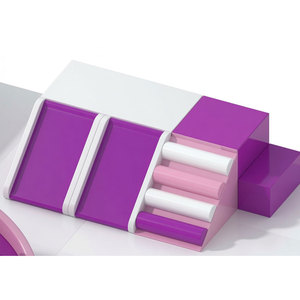 Juego de juegos infantiles de plástico morado y rosa para interiores con tobogán en espiral y túnel arcoíris para parques infantiles - Product Image 2