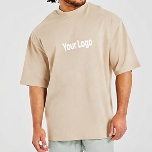 Camiseta de Jersey con Cuello Redondo, Color Sólido, Talla Grande, a la Moda, para Hombre, con Logotipo Personalizado Impreso, Estilo Hip Hop, 100% Algodón, Precio al por Mayor - Product Image 1