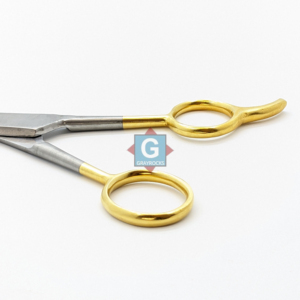 Professional Hair <b>Thinning</b> Scissors Stainless Steel Blades 32 Teeth Right Handed Long Handle Gold Finish - Product Image 4