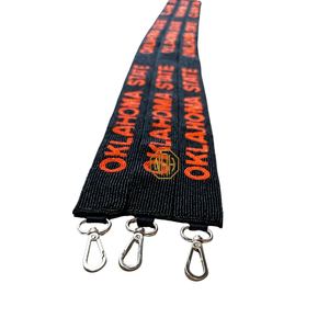 Oklahoma State Black Orange Beaded Embroidered <b>Polyester</b> Canvas Foundation <b>Lanyard</b> Detachable Utility Bag Strap Metal Hook OEM - Product Image 4