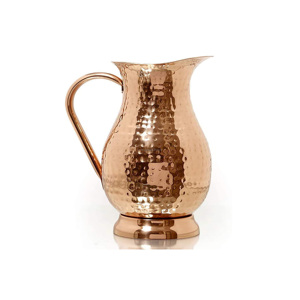 Pichet à eau en cuivre pur martelé fait main avec poignée pour les bienfaits ayurvédiques, vaisselle de restaurant - Product Image 4