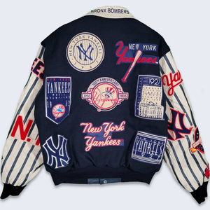 Black Canvas Baseball Bombers Varsity <b>Jacket</b> with Logo <b>Slim</b> <b>Fit</b> Stand Collar Front Design Eco-Friendly - Product Image 4
