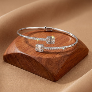 <b>Solid</b> 18k White <b>Gold</b> Natural Diamond Bypass Open <b>Bangle</b> Thin Pave Setting Geometric Elegant Fine Jewelry Men's 42 PC 0.67 CT G-H - Product Image 4