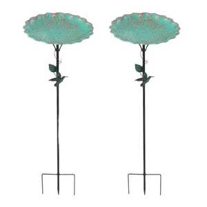 Fuente Solar para Pájaros con Acabado Verdigris, Pedestal Metálico con Detalles de Colibrí, Decoración Acuática para Jardín Exterior - Product Image 2