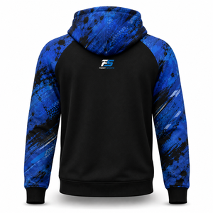 Sweat-shirt de sport personnalisé pour homme, imprimé par sublimation, pull-over respirant pour l'entraînement en salle de sport, vêtements de sport bleu noir streetwear - Product Image 2