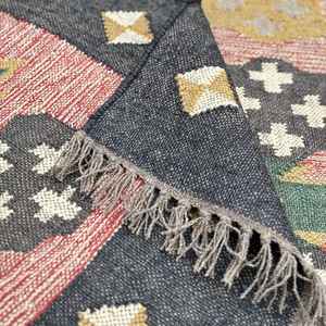 Hypoallergenic and Soft Material <b>Hand</b> Woven Jute-Woolen Kilim Rugs for Living Room Bedroom & Study - Product Image 4