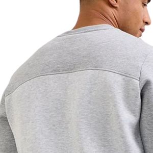 Mens Light Grey <b>Colour</b> <b>Block</b> Crewneck Sweatshirt Casual Fleece Pullover Long Sleeve Winter Apparel Top - Product Image 4