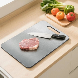 Tabla de cortar rectangular de acero inoxidable, ecológica, para verduras, carnes y queso. - Product Image 5