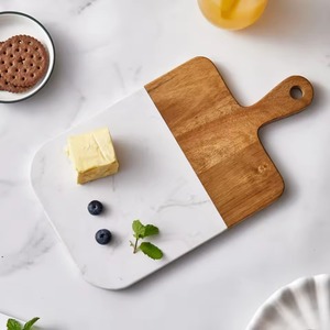 Tabla de Quesos Ecológica de Madera Natural con Aspecto de Mármol, Tabla de Cortar, Base para Cuchillos, Tabla para Servir, Apta para Lavavajillas, 1.5 cm de Grosor - Product Image 2