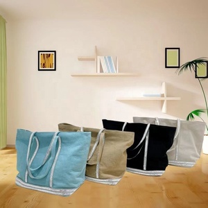 Sacs de transport en <span class=keywords><strong>toile</strong></span> personnalisés avec poignées à paillettes Sac à provisions réutilisable Sacs fourre-tout en <span class=keywords><strong>toile</strong></span> recyclée - Product Image 6