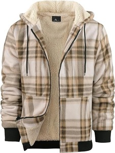 Premium <b>Men's</b> Fleece Hooded <b>Jacket</b> Thickened <b>Flannel</b> Lining Full Zip Plaid Shirt <b>Jacket</b> for Winter Cold Weather - Product Image 6