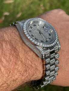 Reloj de Plata de Ley 925 con Diamantes Moissanite para Hombre, Color D, Estilo Hip Hop, para Uso Diario, en Venta - Product Image 2