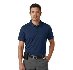 Men's <b>Navy</b> <b>Blue</b> Short Sleeve <b>Polo</b> <b>Shirt</b> With Chest Pocket Breathable Oxford Fabric Casual Style Regular Fit - Product Image 1