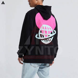 Cotton Blended Puffer Hoodie With Basics Stones Design Pullover Winter <b>Sweatshirt</b> Thermal <b>Tie</b> <b>Dye</b> Solid Pattern Fleece - Product Image 2