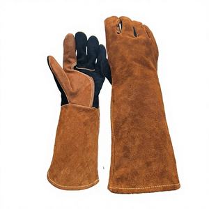 Gants de soudage en cuir de vachette longs de 40 cm, protection contre les éclaboussures de métal fondu, type B, avec doublure en polaire, MIG/TIG/Stick - Product Image 1